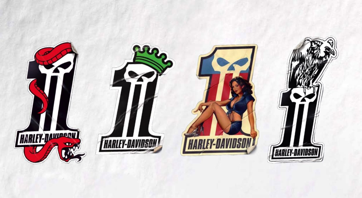 Harley-Davidson Dark Custom, new logo and sticker variations